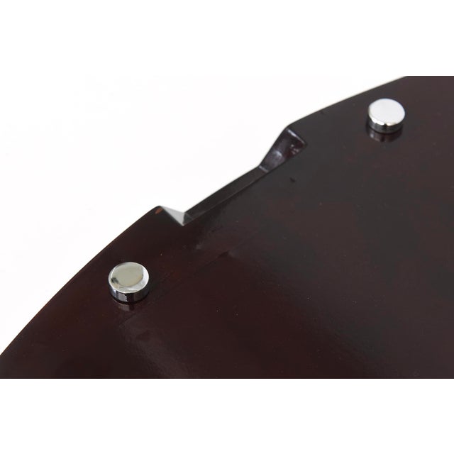 Vintage Oggetti Lacquered Mahogany Rectangular Tray With Art Deco Silver Chromed Handles For Sale - Image 10 of 12