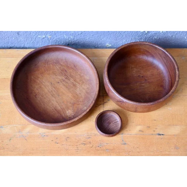 Scandinavian Teak Bowls, 1960s, Set of 3 For Sale - Image 4 of 7