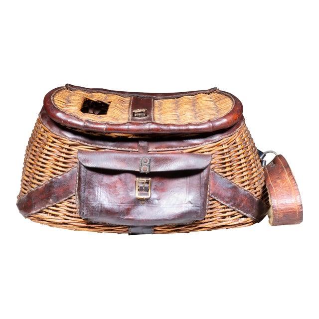Vintage Wicker Hunting and Fishing Bag c.1940 For Sale