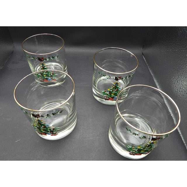 Johnson Brothers Vintage Johnson Bros Victoria Christmas Old Fashioned Glasses, England- Set of 4 For Sale - Image 4 of 4
