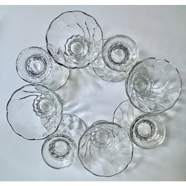 Mid 20th Century Libbey Optic Swirl Clear Glass Pedestal Ice Cream Bowls- Set of 8 For Sale - Image 10 of 12