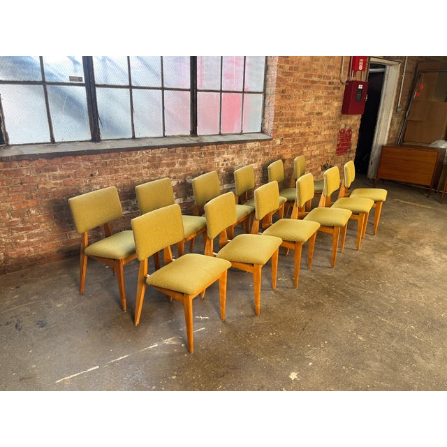 Wood 1940s Green Upholstered Dining Chairs Attributed to George Nelson For Sale - Image 7 of 11