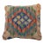 Arteverk Handwoven Afghan Kilim Pillow — Blue & Red Diamonds For Sale