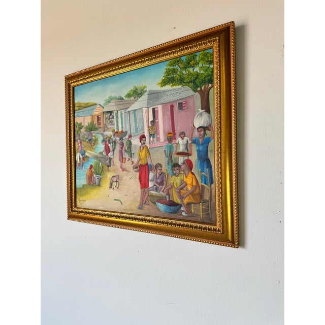 Figurative Vintage Haitian Oil on Canvas Painting by Louines Mentor For Sale - Image 3 of 12