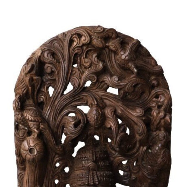 Art Deco Tall 38" Hand Carved Teak Wood Ganesha Statue | Vintage Indian Ganapati Sculpture for Pooja Mandir Decor | Hindu God Idol 1940s For Sale - Image 3 of 5