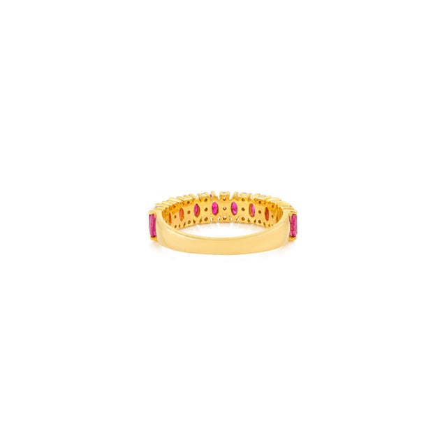 Metal 14k Yellow Gold Marquise Ruby and Diamond Chunky Ring Size 7 For Sale - Image 7 of 12