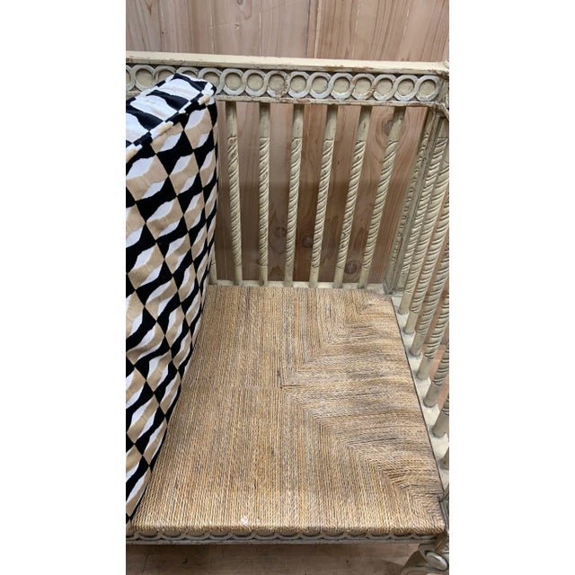 Vintage Italian Neoclassical Carved Ornate Settee Newly Reupholstered For Sale - Image 10 of 12