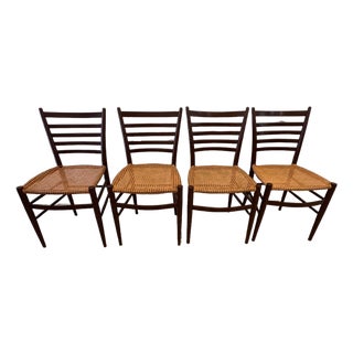 Vintage Italian Gio Ponti Style Chiavari Ladder-Back Cane Dining Chairs, Set of 4, C. 1960s For Sale