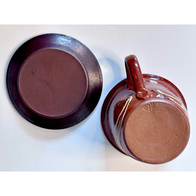 Red Modernist Studio Ceramic Art Piece Cup andSaucer from Helma Klett, Germany, 1970s, Set of 2 For Sale - Image 8 of 9