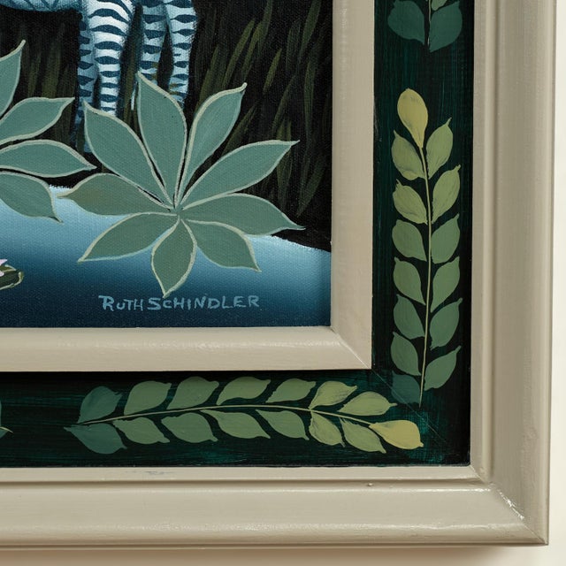 Pair of Jungle Paintings With Animals by Ruth Schindler For Sale - Image 9 of 18