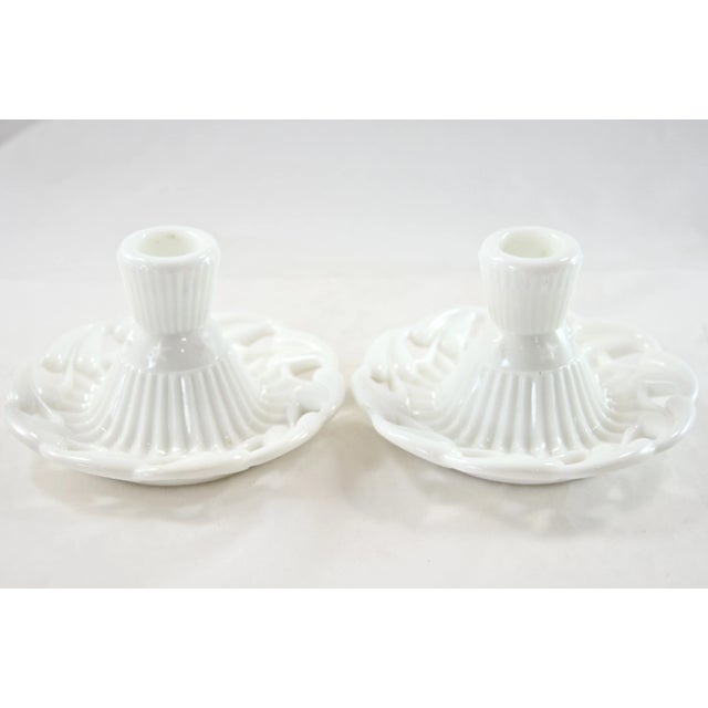 Fostoria Open Work Candle Holders - a Pair For Sale - Image 4 of 4