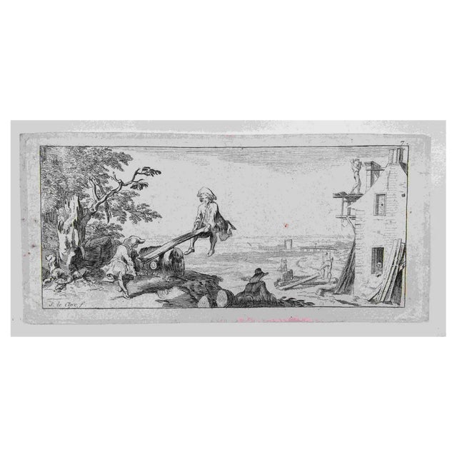 Sébastien Leclerc, Les Chevaliers, Original Etching, 17th-Century For Sale