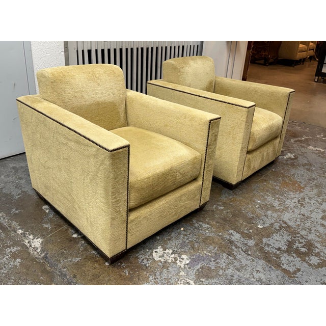Contemporary Baker Furniture Manhattan Lounge Armchairs, Pair For Sale - Image 3 of 12