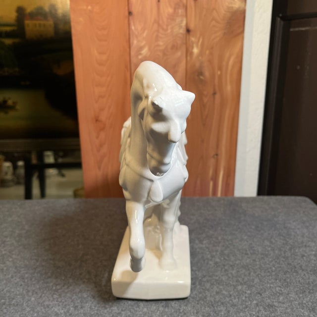 Mid 20th Century White Glaze Ceramic Horse Figurine For Sale - Image 4 of 10