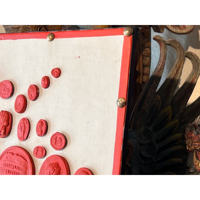 Grand Tour #1013 Grand Tour Revival Neoclassical Vintage Red Plaster Cast Waxed Intaglio Arrangement For Sale - Image 3 of 7