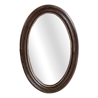 Oval Rattan Manou Mirror, 1970s For Sale