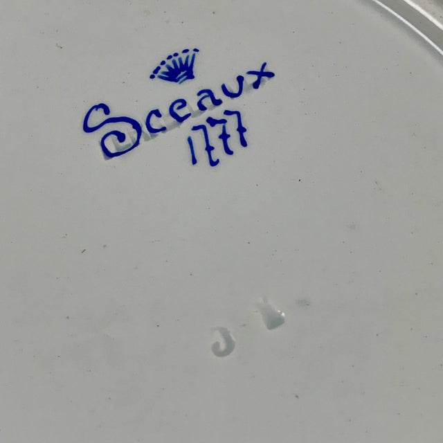 French Faïence Hand Painted Romantic Grisaille & Cirage Plates, S/6 For Sale - Image 9 of 13