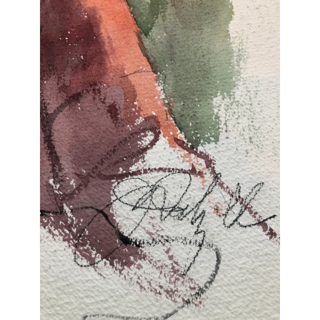 Contemporary Original Vintage Watercolor Female Portrait Painting Signed 1980’s For Sale - Image 3 of 4