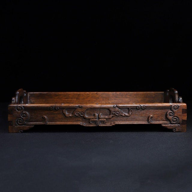 Vintage Hardwood Tray With Mother-of-Pearl Bird and Floral Inlay For Sale In Los Angeles - Image 6 of 9