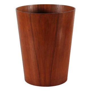 Conical Wastepaper Basket in Teak Veneer by Martin Aberg for Servex, Sweden, 1960s For Sale