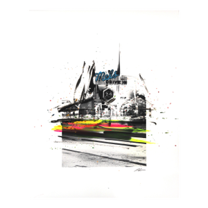 Mel's Inverted II - Abstract Colorful Mixed Media Landscape Still Life Painting Original Artwork by Pete Kasprzak