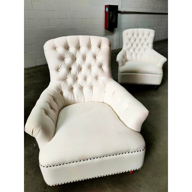 Armchair with Wooden Structure and White Fabric, 1990 For Sale - Image 4 of 9