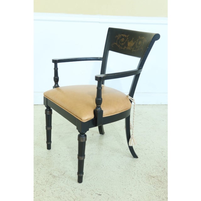 Approx: 20 Years Old Lightly Factory Distressed Quality Construction Tan Leather Seats Black Lacquer Finish w. Gold...