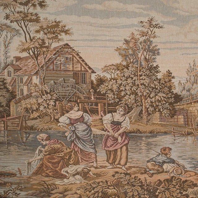 1930s Vintage French Needlepoint Panoramic Tapestry For Sale - Image 6 of 10