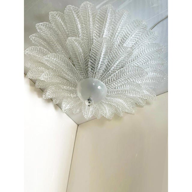 Glass Decorative Venetian Leaves Murano Glass Flush Mount by Simoeng For Sale - Image 7 of 9