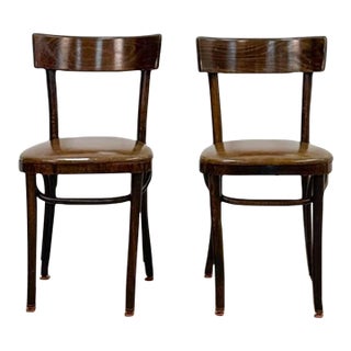 Pair of Vintage Walnut Bentwood Chairs, Curved Wood Accent Seating For Sale