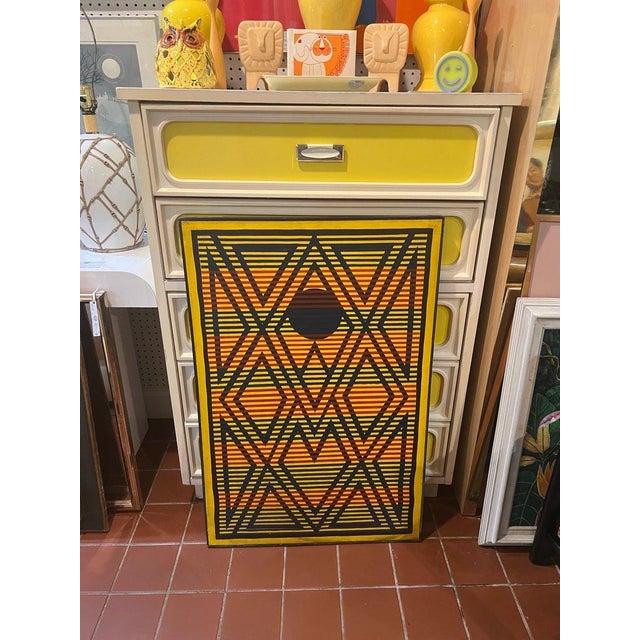 1980s Post Modern Abstract Geometric Painting in the Style of Keith Haring For Sale - Image 5 of 18