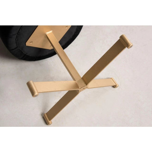 Stool with Brass Base and Black Velvet Upholstery, 1970s For Sale - Image 9 of 12