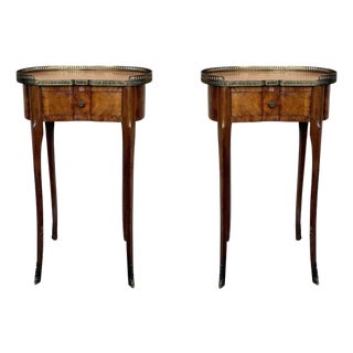 Pair of French Kidney Shape Nightstands Bedside Tables Louis Xvi, Circa 1910 For Sale