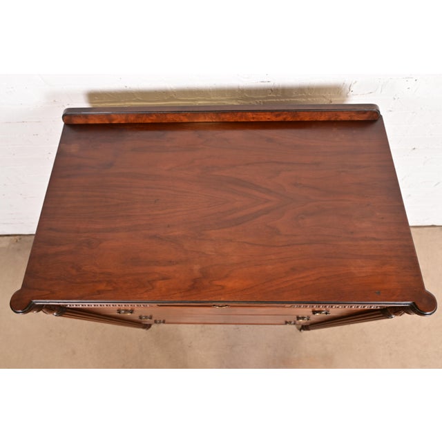 Berkey & Gay Style Antique French Regency Louis XVI Carved Burled Walnut Highboy Dresser, Circa 1920s For Sale - Image 12 of 15