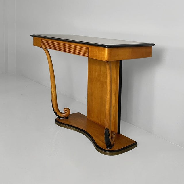 Wood Italian Art Deco Console in Wood and Glass, 1930s For Sale - Image 7 of 16