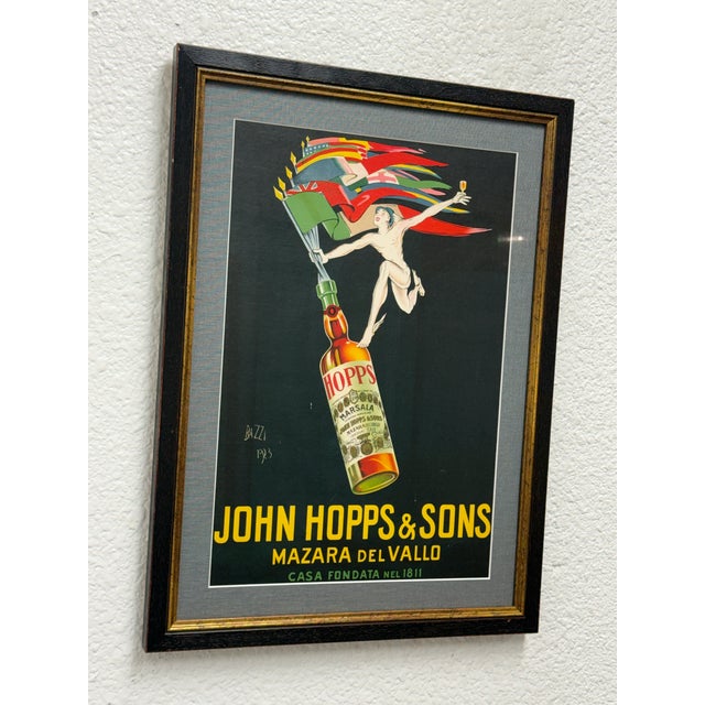 Mario Bazzi for John Hopps & Sons Marsala Wine Framed Poster, Late 20th Century For Sale - Image 4 of 12