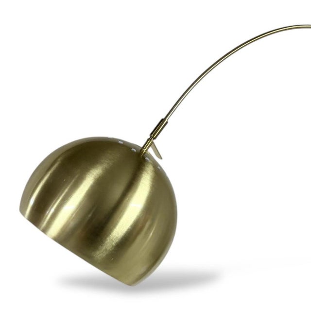 Metal Mid-Century Brass Arc Floor Lamp with Marble Base For Sale - Image 7 of 8