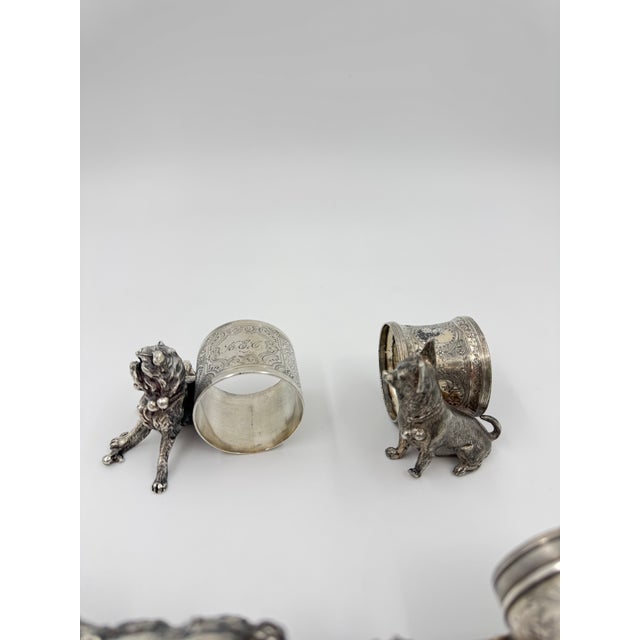 Metal Late 19th Century Silver Plated Dog Napkin Rings- Set of 4 For Sale - Image 7 of 7