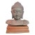 Chinese Qing Dynasty Large Stone Buddha Head Sculpture on Wood Stand For Sale