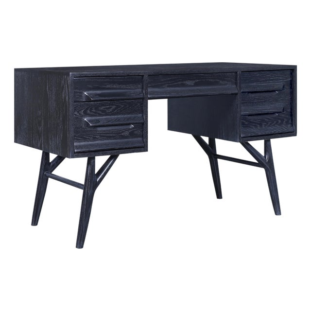 Vintage Black Cerused Desk by Jack Van Der Molen for Jamestown Lounge Co. For Sale