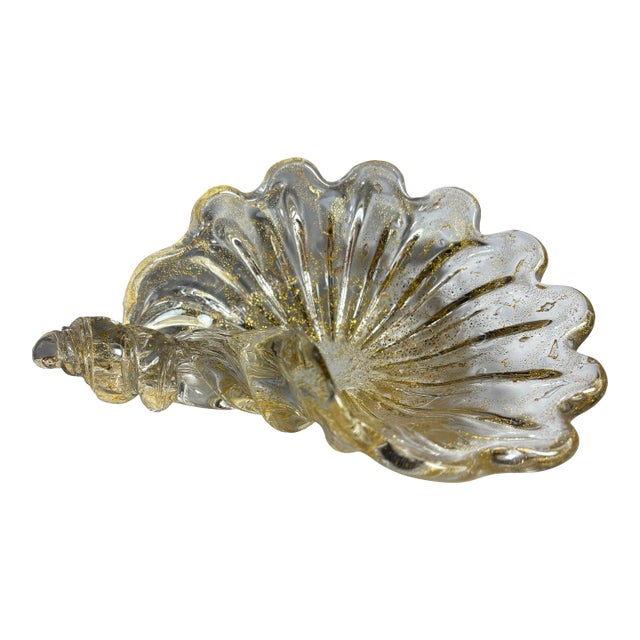Conch Inspired Vintage Seashell Shaped Italian Glass Sculpture For Sale