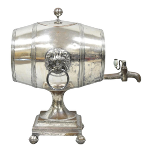 Antique English Regency Silver Plated "Whiskey Barrel" Samovar W/ Lions by B&w