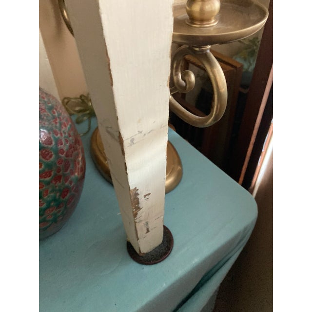 Wood 1920s Antique Distressed White Writing Table Desk With Drawer With Carved Onlays For Sale - Image 7 of 8