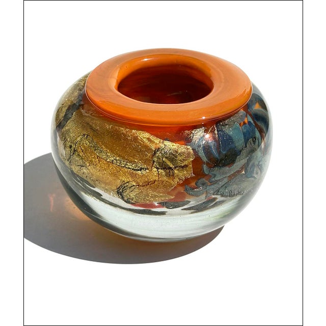 Glass 1988 Jean-Claude Novaro Studio Art Glass Dichroic Paperweight Vase For Sale - Image 7 of 7