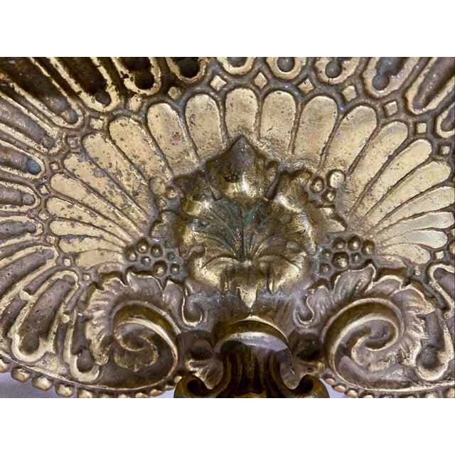 Vintage Rococo Revival Style Ornate Brass Complete 5-Piece Fireplace Tools Set For Sale In Pittsburgh - Image 6 of 9