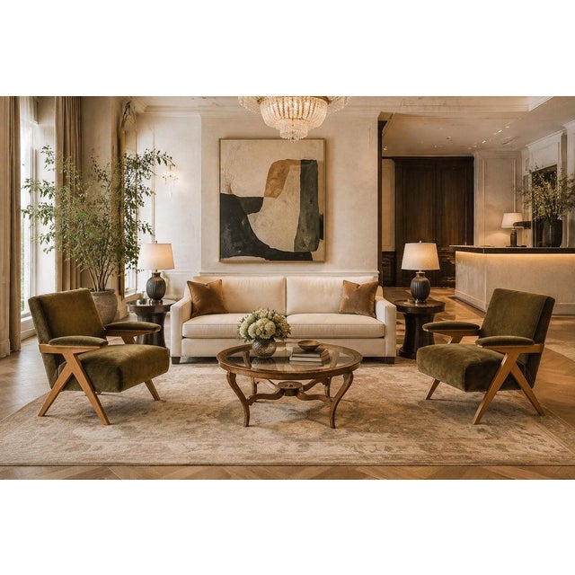 José Zanine Caldas Pair of Brazilian Modern Armchairs in Pau Marfim & Olive Mohair, Brazil, 1950s For Sale - Image 16 of 18