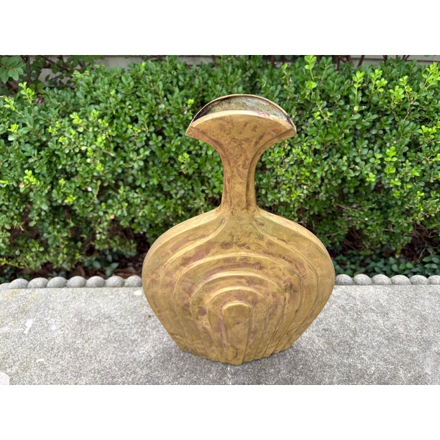 Brass Italian Modern Brass Vase For Sale - Image 8 of 11