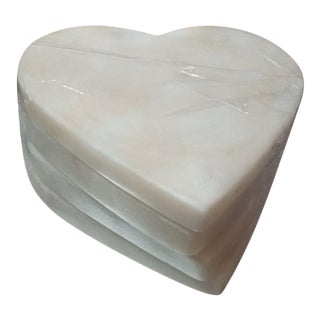 1980s Exquisite Set of 4 Alabaster Heart Shaped Coasters From Italy For Sale