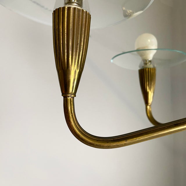 Mid-Century Modern Italian Chandelier in Glass and Green Metal, 1950s For Sale - Image 12 of 16