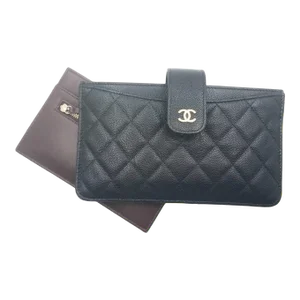 Chanel Classic Black Caviar 2 Set Pouch Long Wallet - 2 Pieces